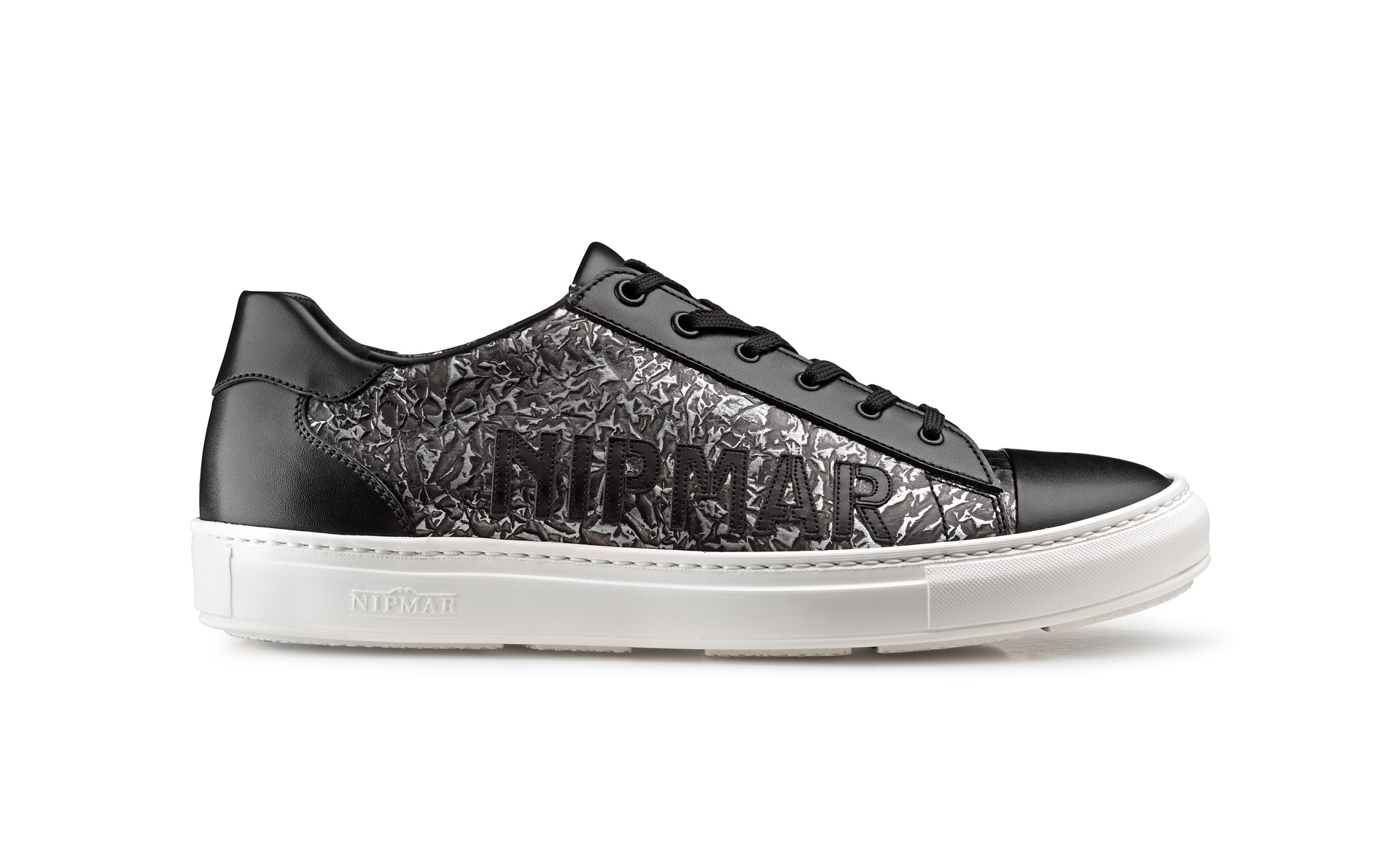 Metal Print Leather Trainers