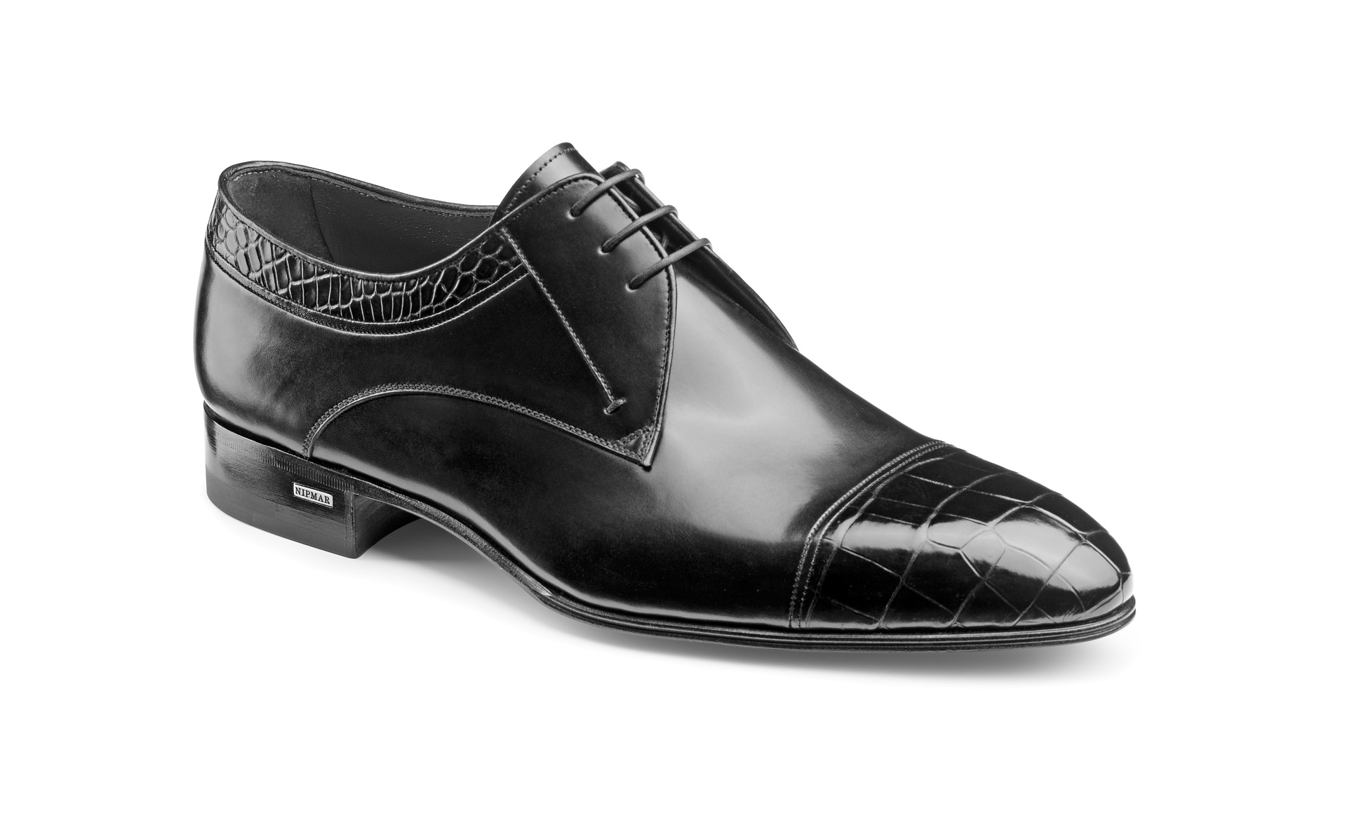 Croco Cap Toe Derby Shoes