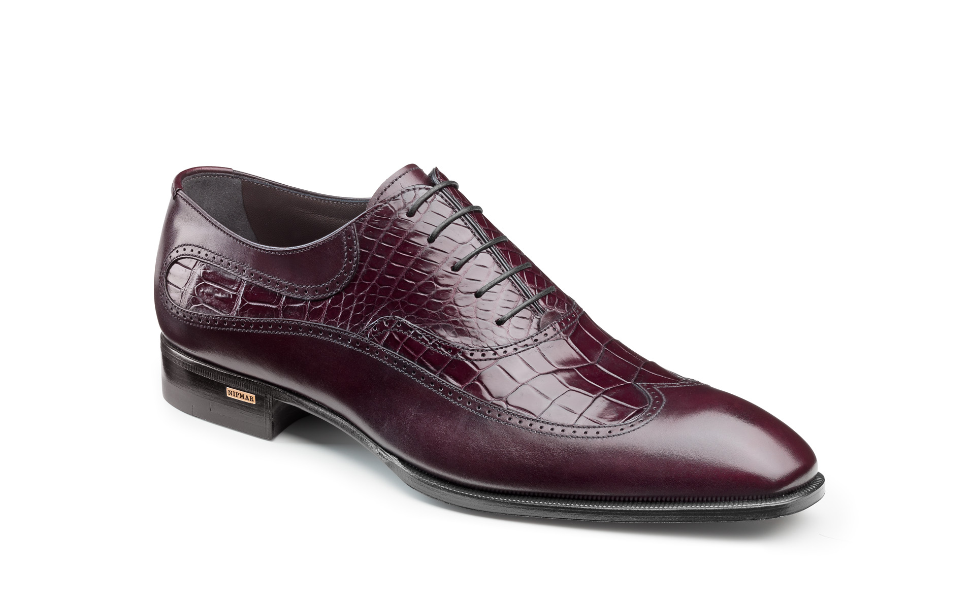 Croco and Calfskin Wing Tip Oxfords 