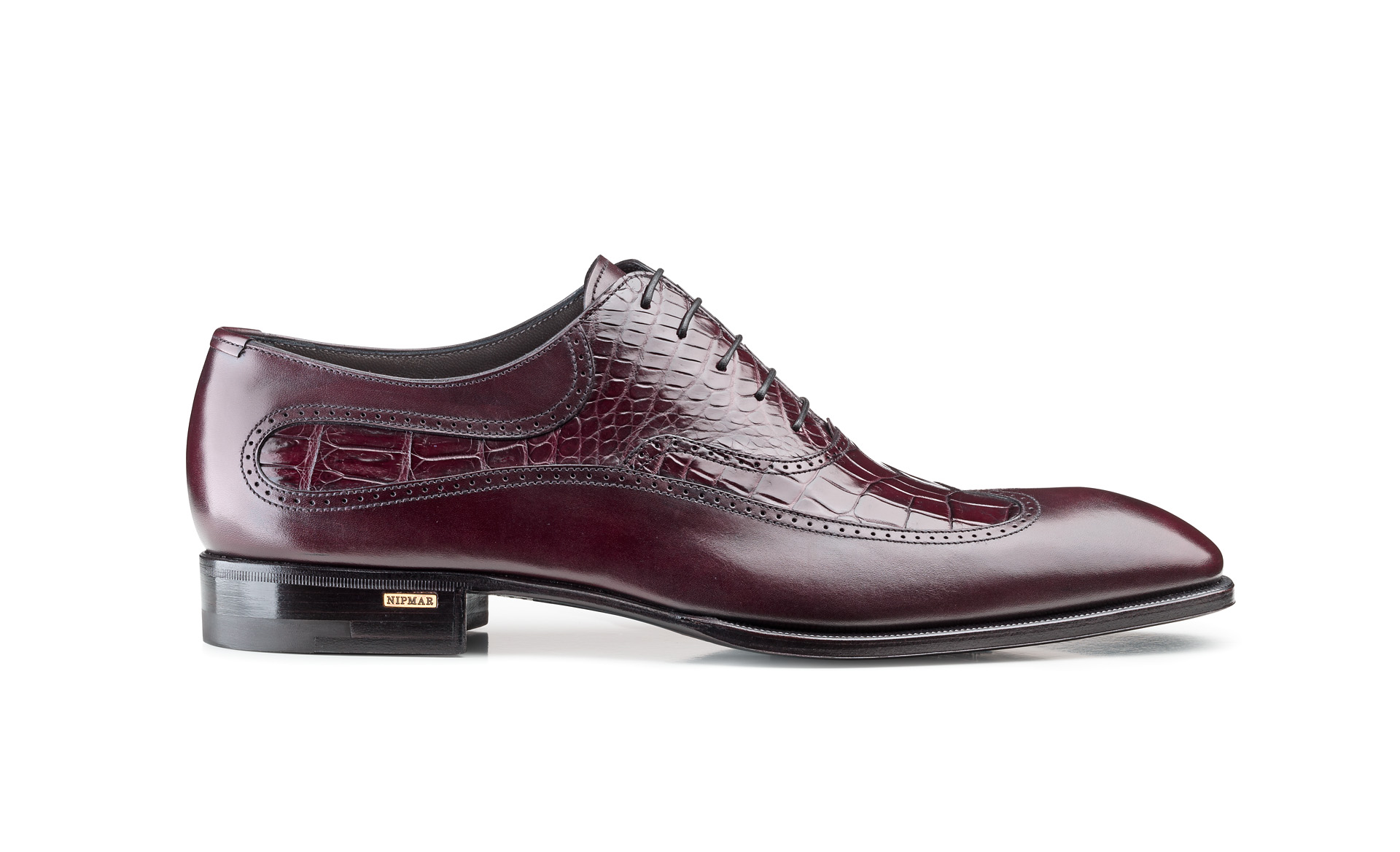 Croco and Calfskin Wing Tip Oxfords 