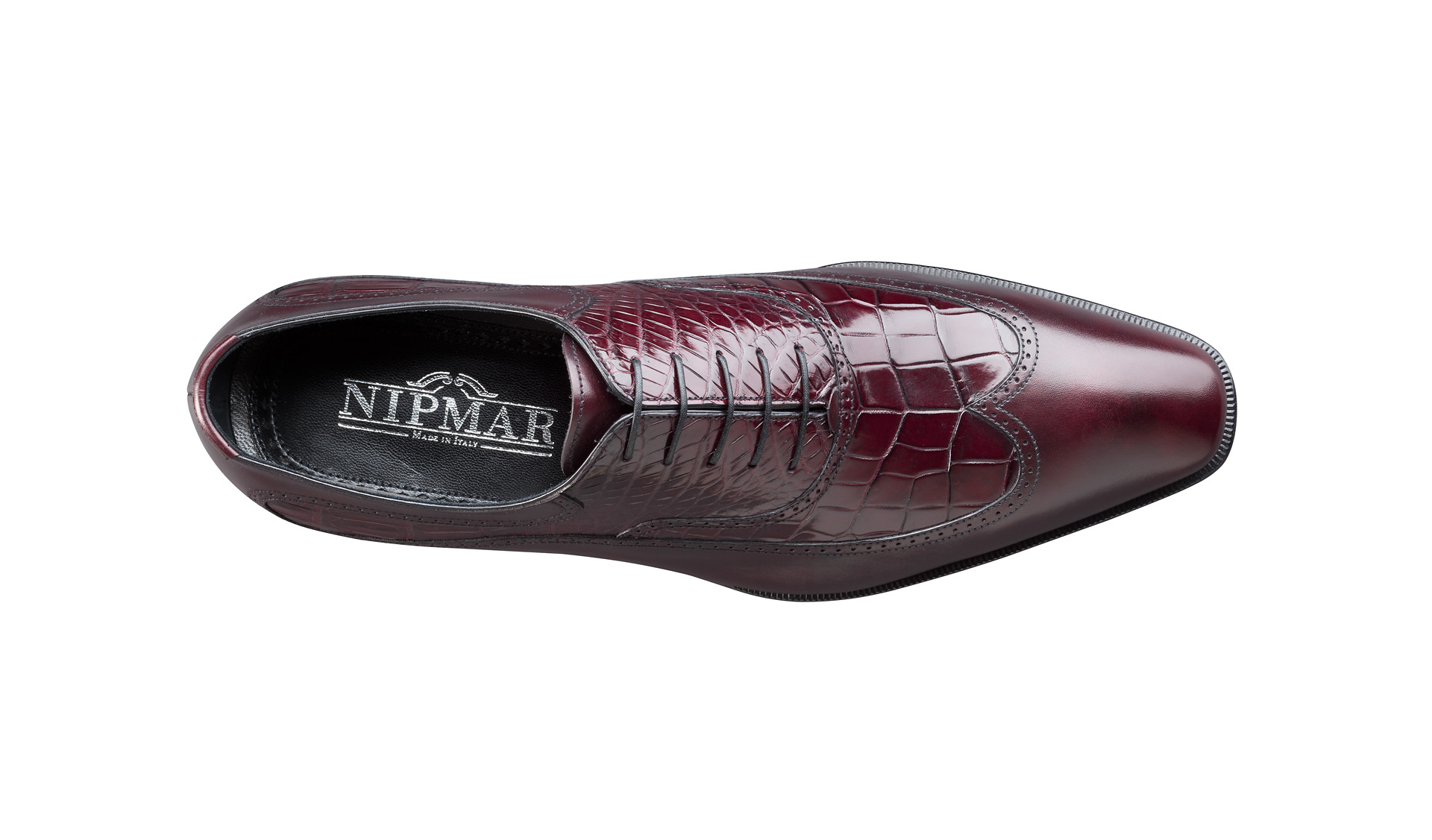 Croco and Calfskin Wing Tip Oxfords 