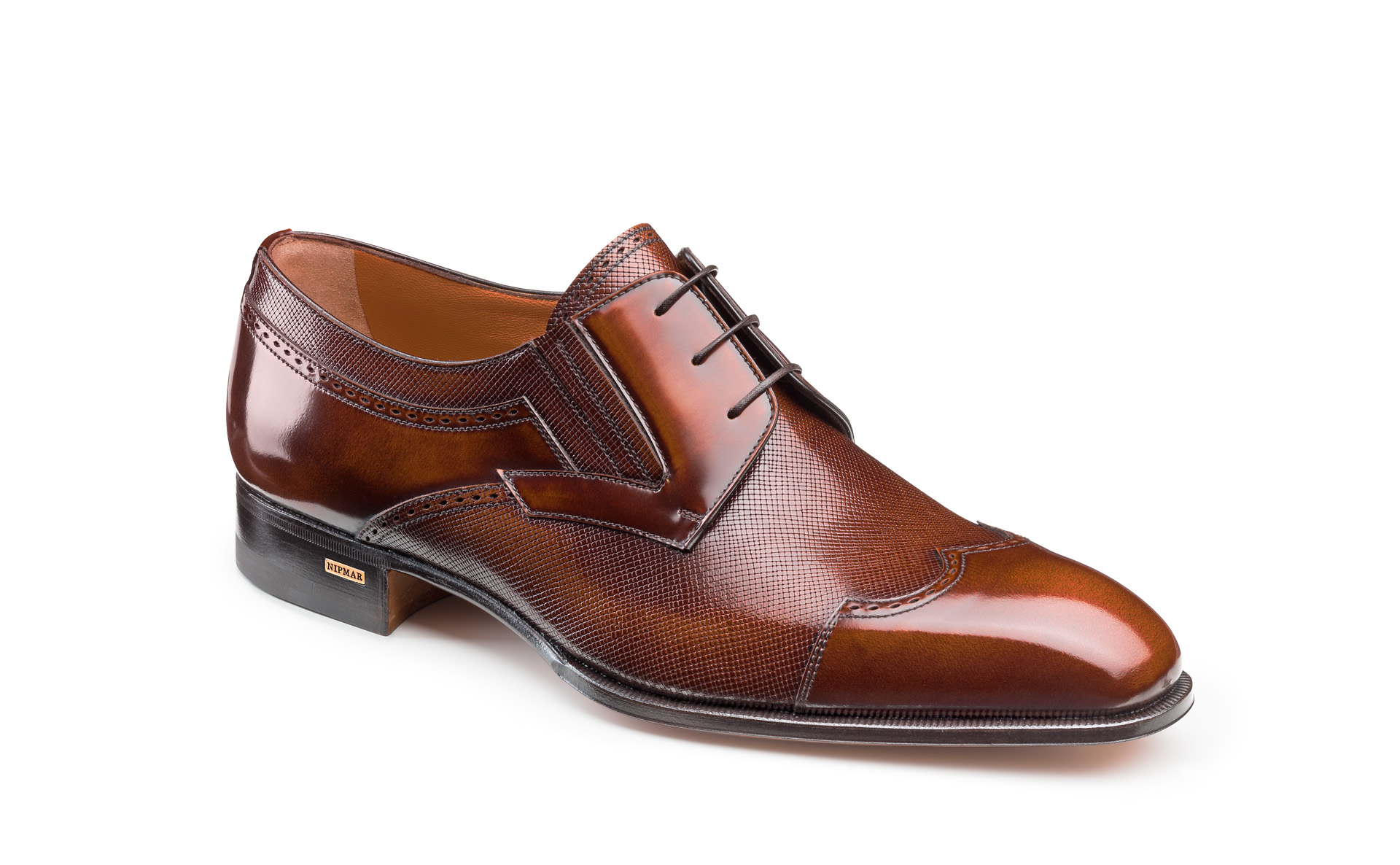 Shine and Printed Calf Derby Shoes