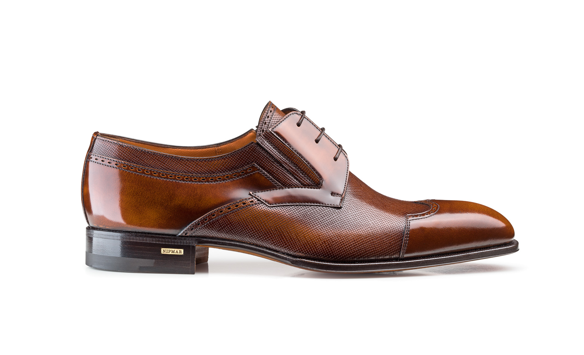 Shine and Printed Calf Derby Shoes