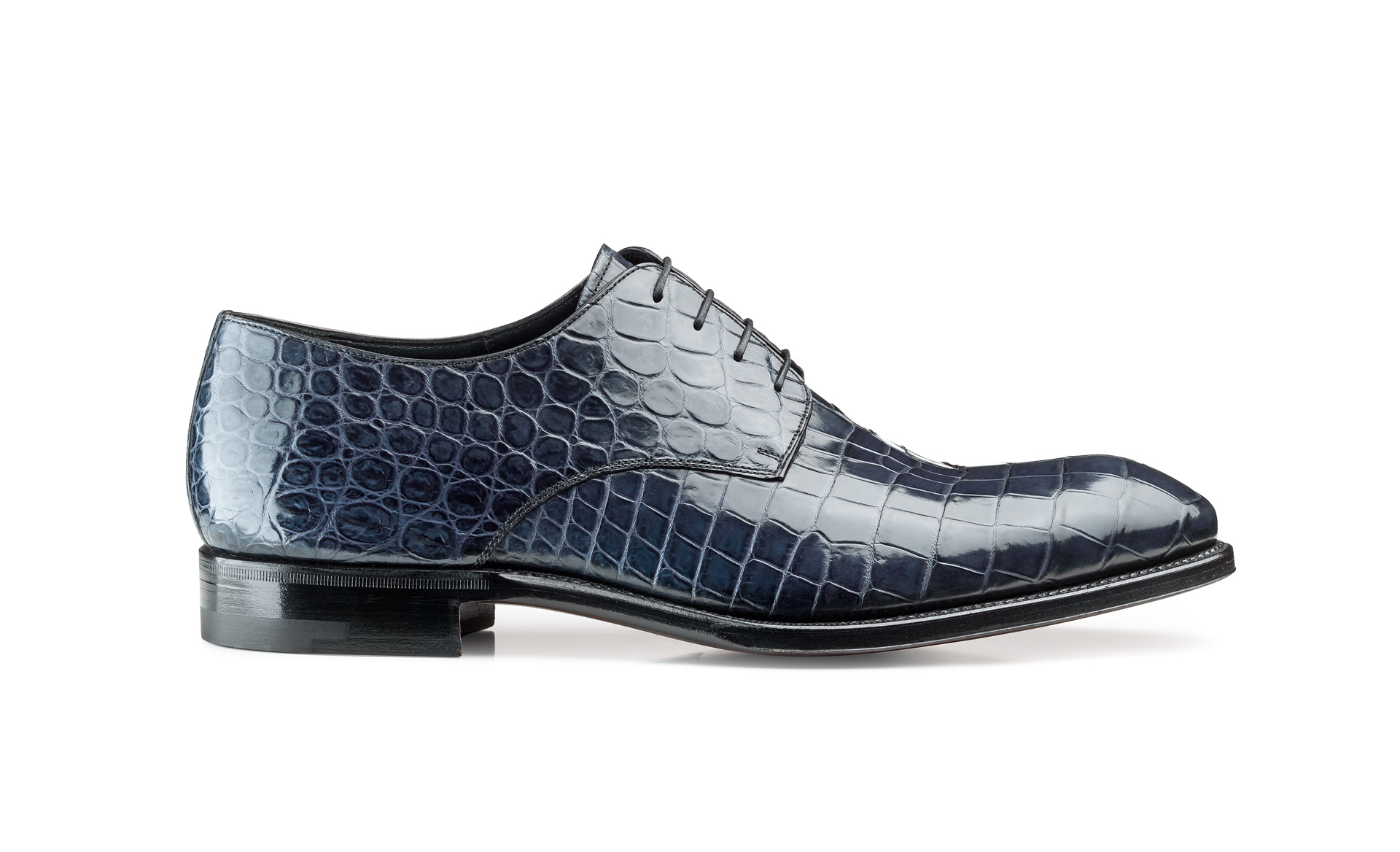 Hand-Welted Croco Derby Shoes