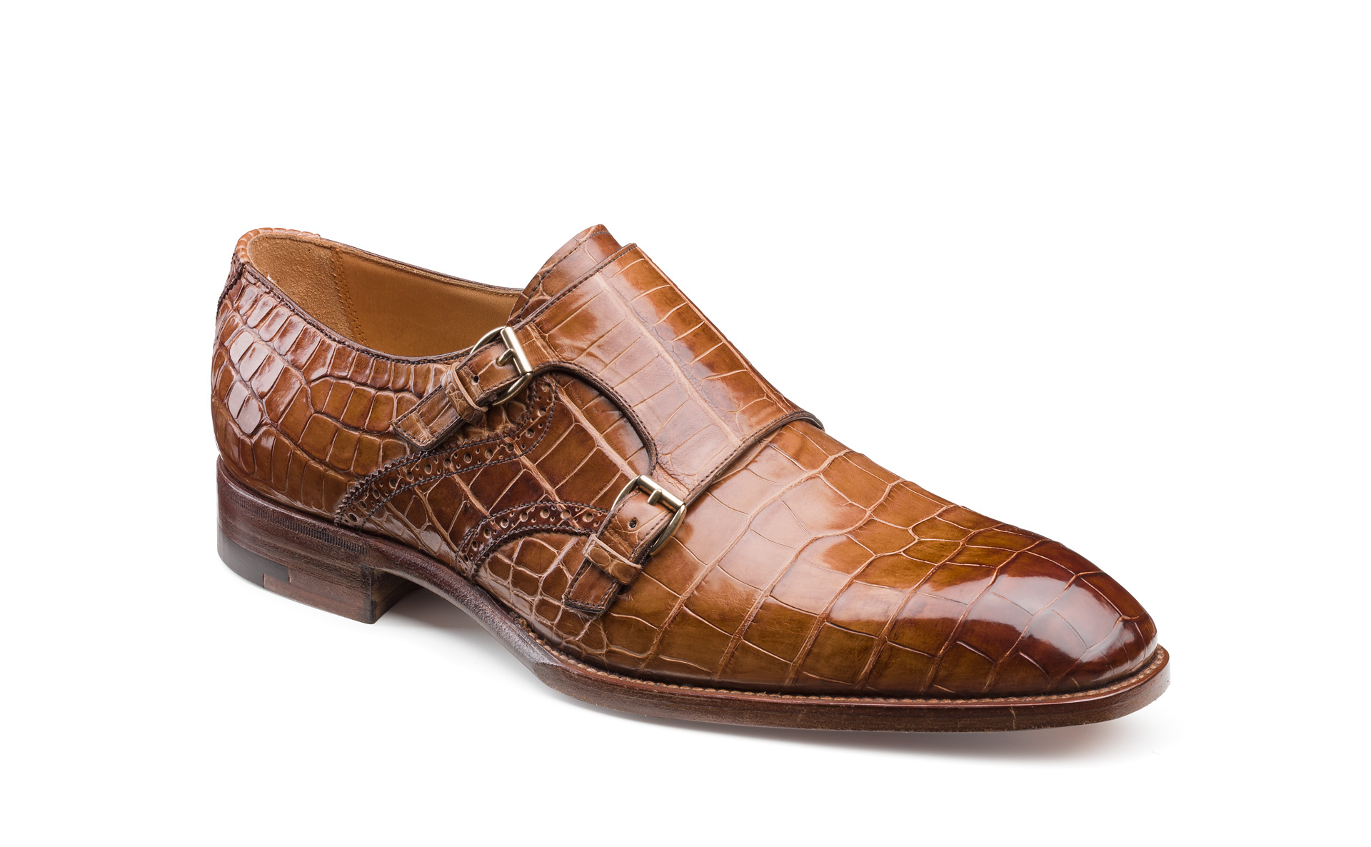 Aged Alligator Double Monk Shoes