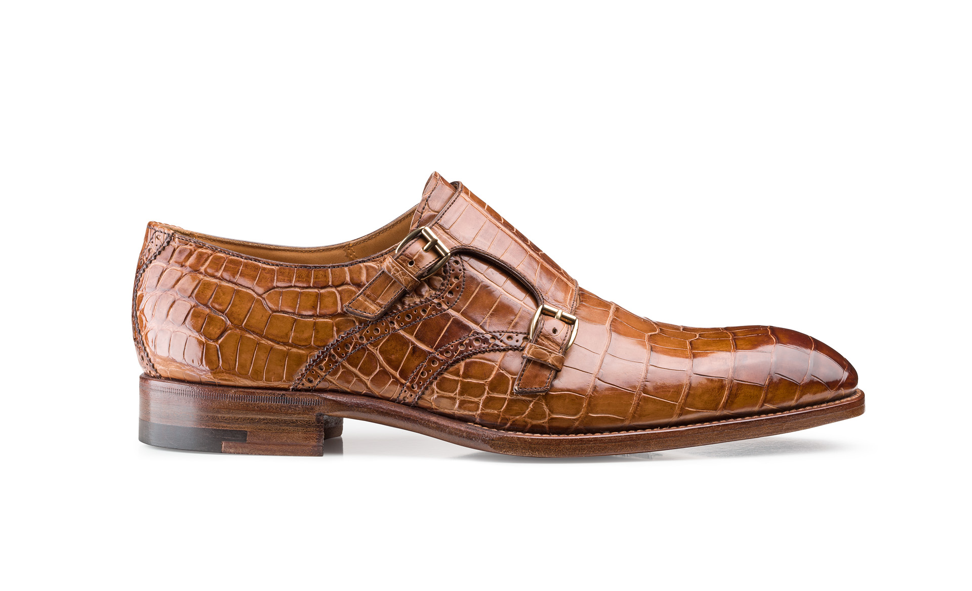 Aged Alligator Double Monk Shoes