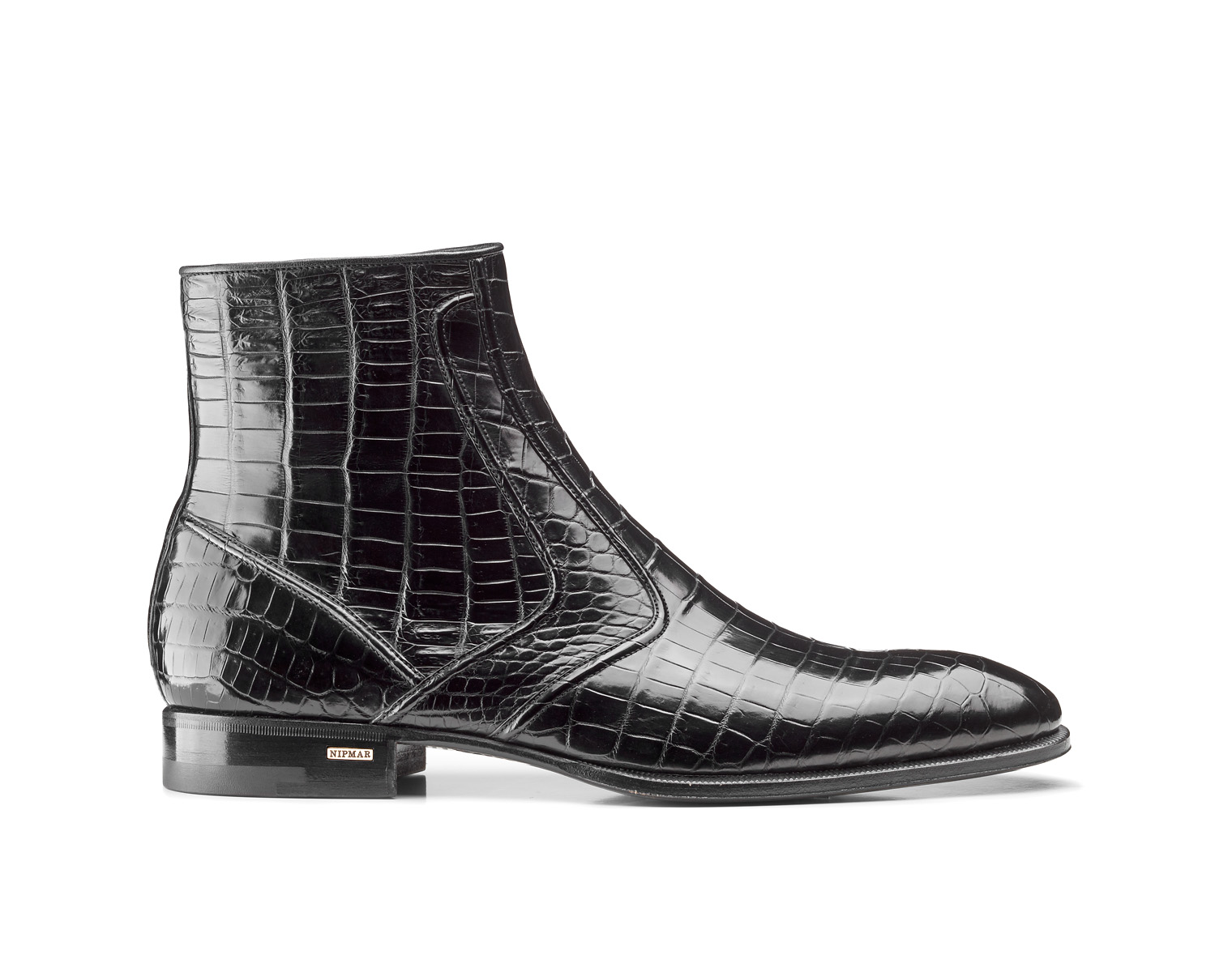Zipped Croco Ankle Boots